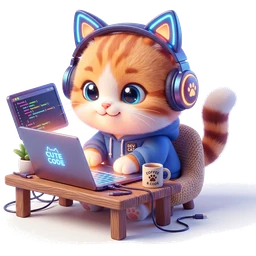 Cute Developer Cat Mascot