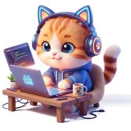 Cute Developer Cat Mascot